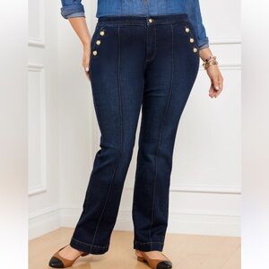 Talbots Sailor Flare Jeans Women's 16W Petite Gold Buttons Stretch Lillia Wash
